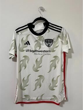 New FC Dallas MLS Authentic Away Soccer Match Jersey White - Womens Large